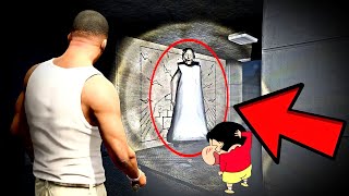 SHINCHAN FOUND GRANNY IN FRANKLINS HAUNTED HOUSE HORROR GTA 5 [upl. by Leirej]