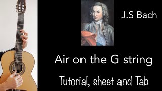 Air on the G string JS Bach Guitar lesson sheet and tab [upl. by Suckow48]