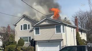 Firefighters Battle 2Alarm House Fire In Woodmere [upl. by Sille]