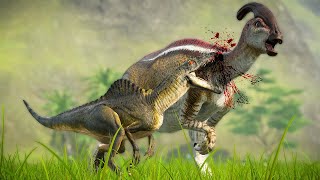 SPINORAPTOR vs TREX vs SPINOSAURUS DINOSAURS BATTLE IN JURASSIC PARK  Jurassic World Evolution [upl. by Ecirtaeb]