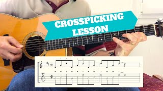 FLATPICKING GUITAR CROSSPICKING LESSON [upl. by Notsa]