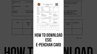 How to download ESIC epehchan Card  How to download ESI Card shortsfeed shorts trending [upl. by Justina]