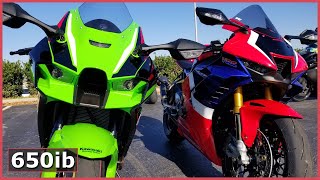 2021 ZX10R vs NEW CBR 1000RRR Fireblade SP RSV4 1100 Factory amp Ninja H2 [upl. by Htims432]