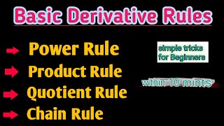 Differentiation Rules  Power Rule Product Rule Quotient Rule Chain Rule  Derivative Basic Rules [upl. by Adnirem]