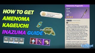 How to get Amenoma Kageuchi Inazuma Guide 4 Stone Slate Locations Jinren Island Quest Genshin Impact [upl. by Shep85]