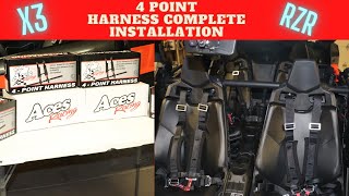 4 point harness complete installAces Racing Harness Maverick X3 Rzr [upl. by Weiner739]