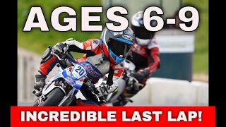 AGES 69 in AMAZING Last Lap Battle British Minibikes Champs Rd 4 Wigan Minimoto Race 3 [upl. by Kenti]