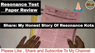 Resonance Kota Test Paper Review  My Marks In Resonance Test Paper Resonance Online Test Series [upl. by Haswell]