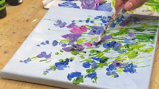 Abstract Acrylic Wildflower Painting Palette Knife techniques [upl. by Aihtebat]