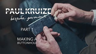 Making a Buttonhole By Hand 1 by 1  Paul Kruize Tailoring Jeans Shirts and other Garments PART 1 [upl. by Enairda]