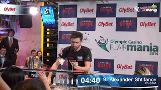 Flair Bartending Alexander Shtifanov Final Olympic Casino Flair Mania 2014 [upl. by Garcon723]