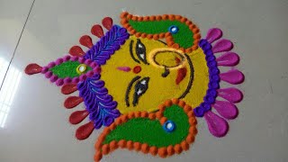 Navratri special MA DURGA rangoli design by Jyoti Raut Rangoli [upl. by Carri]