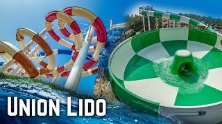 ALL WATER SLIDES  Aqua Park Laguna at Union Lido Italy [upl. by Marni734]