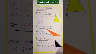 The 3 Types of Triangles by Angle ll triangle ke prakar [upl. by Naira]