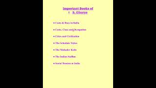 Books of G S Ghurye l Father of Indian Sociology l sociology youtubeshorts shorts short [upl. by Nauqaj]