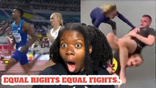 ABSOLUTELY BRUTAL Men Vs Women In Sports 1 REACTION  Njideka [upl. by Oizirbaf505]