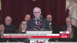 Rosalynn Carters son honors mother at celebration of life [upl. by Lleze]