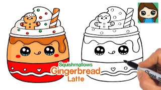 How to Draw a Gingerbread Latte  Squishmallows Christmas [upl. by Yasdnil41]