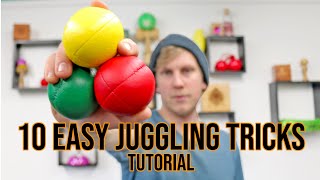 Learn 10 EASY 3 Ball Juggling Tricks  Beginner Tutorial [upl. by Melia]