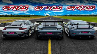 DRAG RACE PORSCHE GT2 RS VS 992 GT3 RS VS GT4 RS [upl. by Binny445]