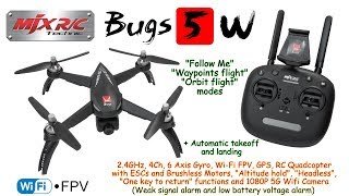 MJX Bugs 5W 24GHz 4Ch 6 Axis WiFi FPV GPS Alt hold Headless One key to return 1080P Camera [upl. by Aromat]