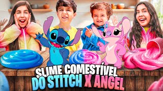 FIZEMOS SLIME COMESTÍVEL COM AS IRMÃS PINA DO STITCH x ANGEL deu ruim [upl. by Eimia]