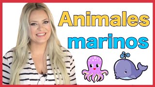 ANIMALES 🐳 marinos 🦀 en FRANCÉS fácil para principiantes [upl. by Einnaf58]