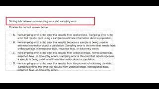 Distinguish between nonsampling error and sampling error [upl. by Menendez79]