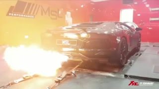 Lamborghini Aventador with Fi Exhaust  Huge flames [upl. by Deloris]