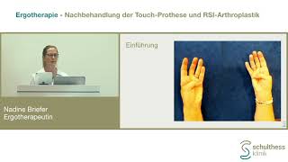 «Nachbehandlung der TouchProthese und RSIArthroplastik»  Schulthess Klinik [upl. by Yrok56]