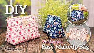 DIY Easy Makeup Bag  Cosmetic Pouch Sewing Pattern amp Tutorial sewingtimes [upl. by Enenaej]