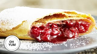 Professional Baker Teaches You How To Make CHERRY STRUDEL [upl. by Trask]