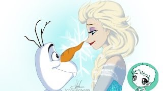 FAN ART Elsa amp Olaf FROZENLa Reine des Neiges Speed drawing [upl. by Andie183]