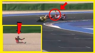 Nicolo Bulega crashes out as Marc Marquez overtakes in Ducati Race of Championsjapenese reporter [upl. by Aloek]