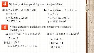 Matematika 8  92 Syprina e trekëndëshit paralelogramit dhe trapezit  Detyra 1  11 [upl. by Bettye898]