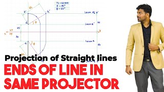 Projection of Straight lines  Ends of line in SAME PROJECTOR  Engineering graphics  TAMIL [upl. by Rochette171]