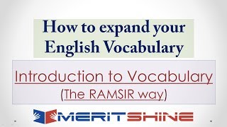 Introduction to Vocabulary  The RAMSIR way [upl. by Tirma]