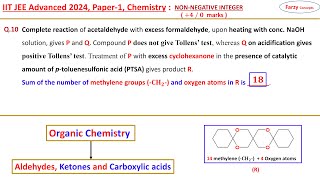 𝐐𝟏𝟎 Complete reaction of acetaldehyde with excess formaldehyde upon heating with conc NaOH soluti [upl. by Adnilg]