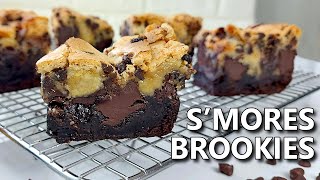 Ultimate Brookies Recipe  Smores Brookies  Jolskitchen [upl. by Ahsemac]