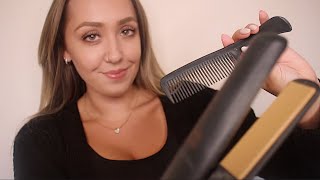 ASMR StraighteningStyling Your Hair Hair Stylist Roleplay [upl. by Anatol763]