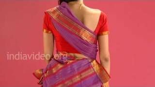 Wearing Chettinad Saree In Tamil Pinkosu Style  Tutorial [upl. by Maon323]