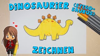 Dinosaurier Stegosaurus einfach malen für Kinder  ab 7 Jahren  Malen mit Evi  deutsch [upl. by Ahsar]