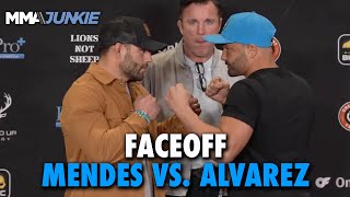 Chad Mendes Eddie Alvarez Face Off Ahead of Barenuckle Boxing Fight  BKFC 41 [upl. by Myrt202]