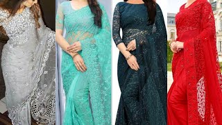 Latest Net Saree Designs 2020Net Saree Designs Collection 2020Latest Indian Net Saree Designs [upl. by Akimat]