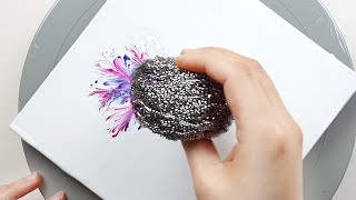 411 Beautiful flowers  Steel scrubber rolling technique  Acrylic Pouring  Designer Gemma77 [upl. by Aiasi520]