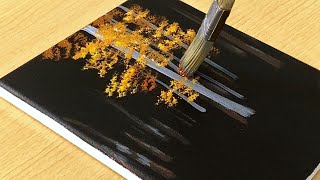 How to draw a Forest on Black Canvas  Acrylic Painting for Beginners 285 [upl. by Araas]