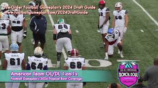 Football Gameplans 2024 Tropical Bowl Practice Clips OL vs DL 1on1s [upl. by Erialcyram166]