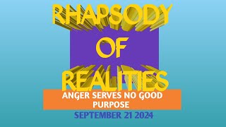 RHAPSODY OF REALITIES AUDIO SEPTEMBER 21 2024 ANGER SERVES NO GOOD PURPOSE DAILY DEVOTIONAL [upl. by Juakn]