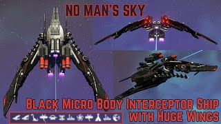 No Mans Sky Black Micro Body Sentinel Interceptor Ship with Huge Wings in the Odiwagiri Galaxy [upl. by Orelu]