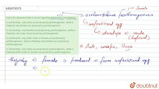 Select the statements that is correct regarding arrhenotoky and thelytoky  12  NTA NEET TEST [upl. by Porche]